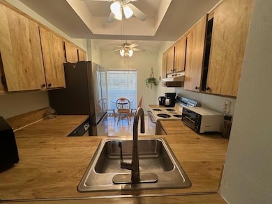 View from kitchen into living/dining room