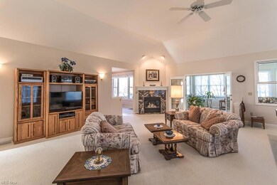 Great room with vaulted ceiling and gas fireplace
