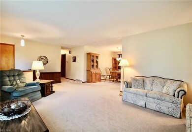 Living room with light carpet