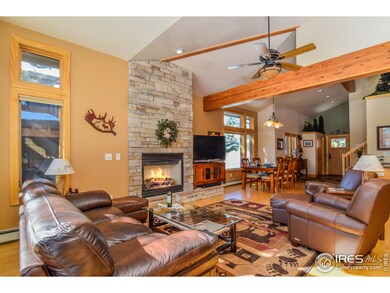 Floor to ceiling stone fireplace
