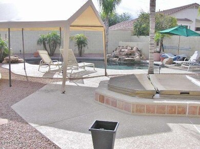 Looking to large rock waterfall feature