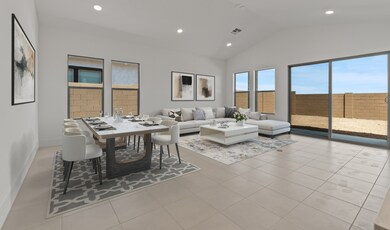 Great room with vaulted ceiling