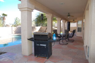Back patio full length of home