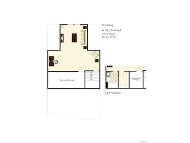 3rd Floor layout - home will have opt full bath