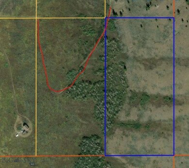 Aerial View with subject property outlined in blue