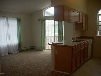 View of living room & kitchen