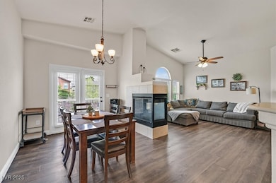 Enjoy the 3 way gas fireplace in the formal dining area with French doors leading to the balcony.