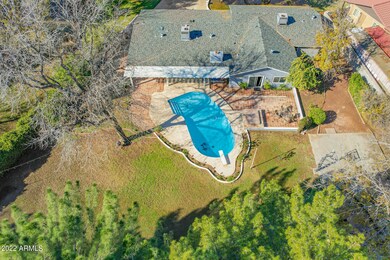 Aerial view over backyard