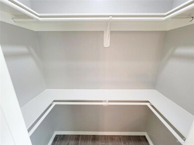 Walk in closet with wood finished floors