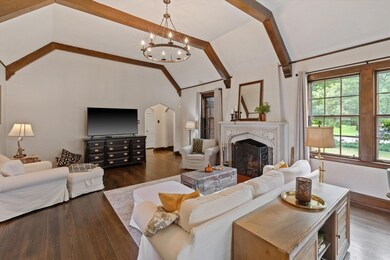 Living room featuring dark hardwood / wood-style f