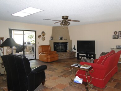 great room with beehive fireplace