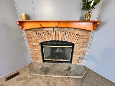 Wood burning stone fireplace with