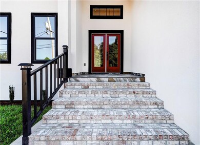 Front stairs red door