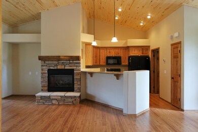 View of Kitchen & Fireplace