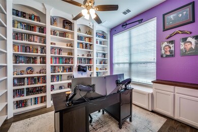 Office space with built in features, ceiling fan, 