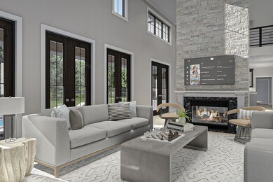 Six sets of French doors take you outside.