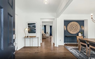 Foyer featuring dark wood-type flooring