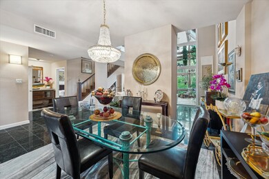 The dining room is thoughtfully positioned at the