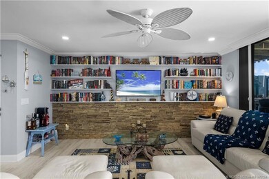 Custom wood plank tile library wall
