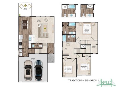 Rendering only. Plan orientation, colors, dimensio