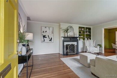 Living Room with Wood Burning Fireplace