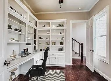Elegant office with custom built-ins—perfect for r