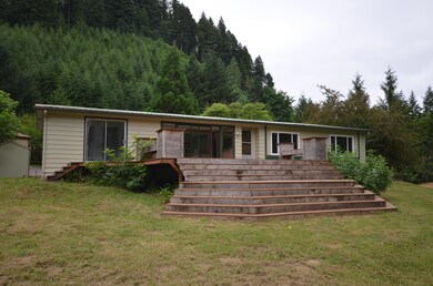 Large deck facing river.