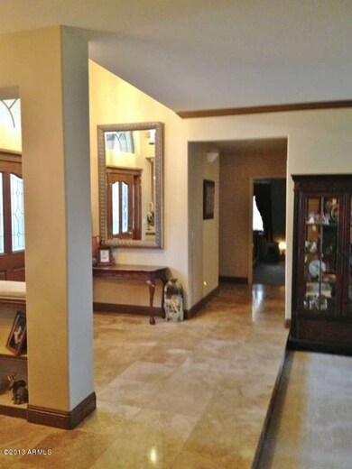 Entry with travertine tile