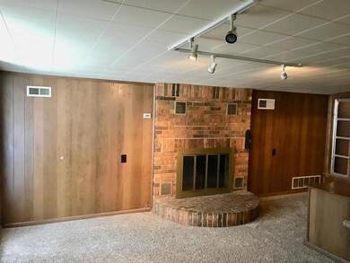 family room with fireplace