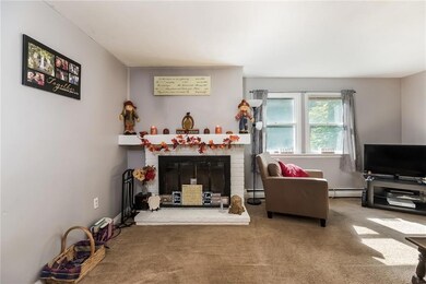 Large family room with wood burning...