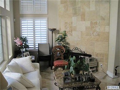 Travertine fireplace in living room