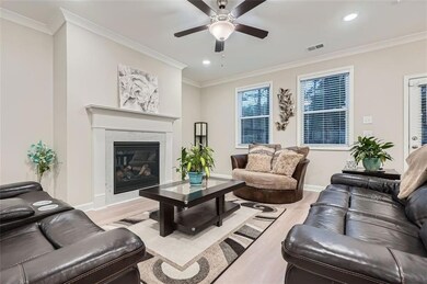 Living room with a cozy fireplace for the winter