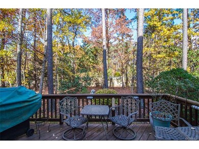 Deck view from back door Wooded back yard
