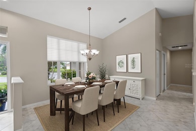 Virtually staged. Dining room