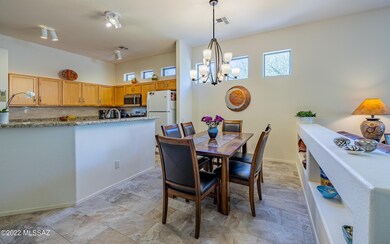 dining area defined by pony wall