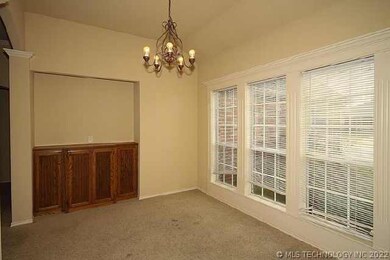This is the dining room with a built in buffet, wi