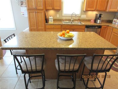 BIG island w/stools for extra seating, storage and