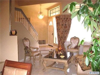 Looking across the living room to the front entran