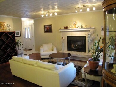 Fireplace, track lighting.