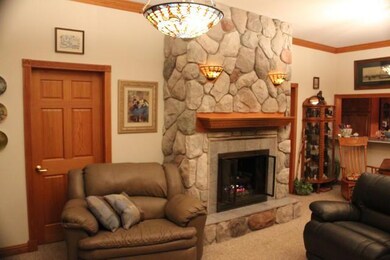 New stone fireplace