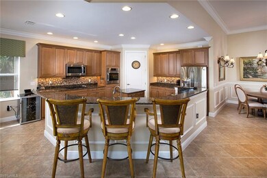 Beautiful tile backsplash and spacious bar area