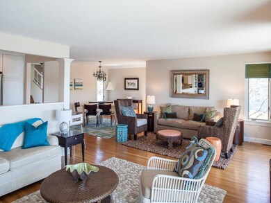 The open concept living, dining and...