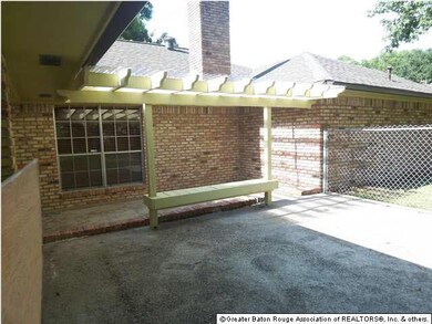 Small built-in bench at the rear patio.
