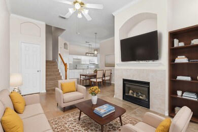 The living room (virtually staged) is beautiful wi
