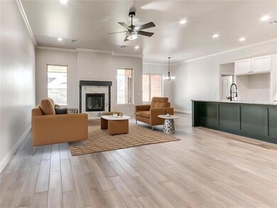 Unfurnished living room with ceiling fan with nota