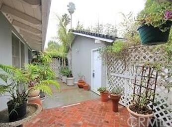 Front patio leading to garage access
