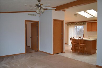 Living room flows into kitchen area
