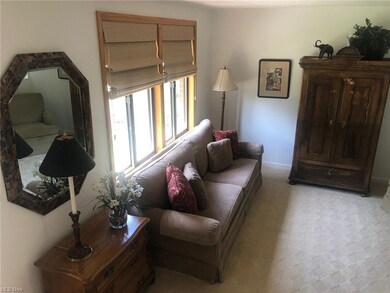 Relaxing living room with newer carpeting and cust