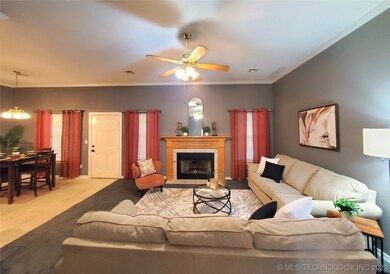Living room with Gas log fireplace