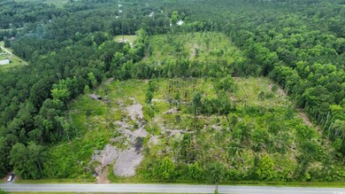 Aerial overview of property's location with a heavily wooded area